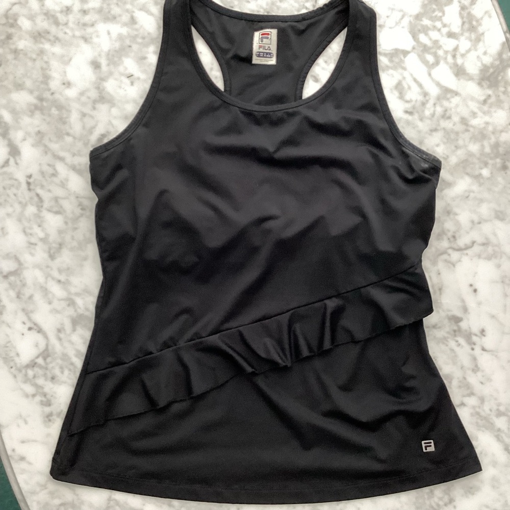 Fila Black Tank With Ruffled Front and Racer Back - Picture 2 of 9